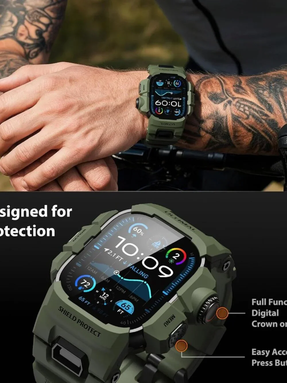 Rugged Case - Band for Apple Watch 49mm,Compatible with Apple Watch Ultra 3/2/1